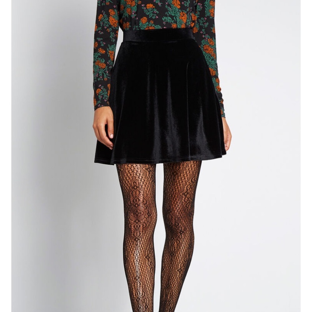 black velvet skater skirt